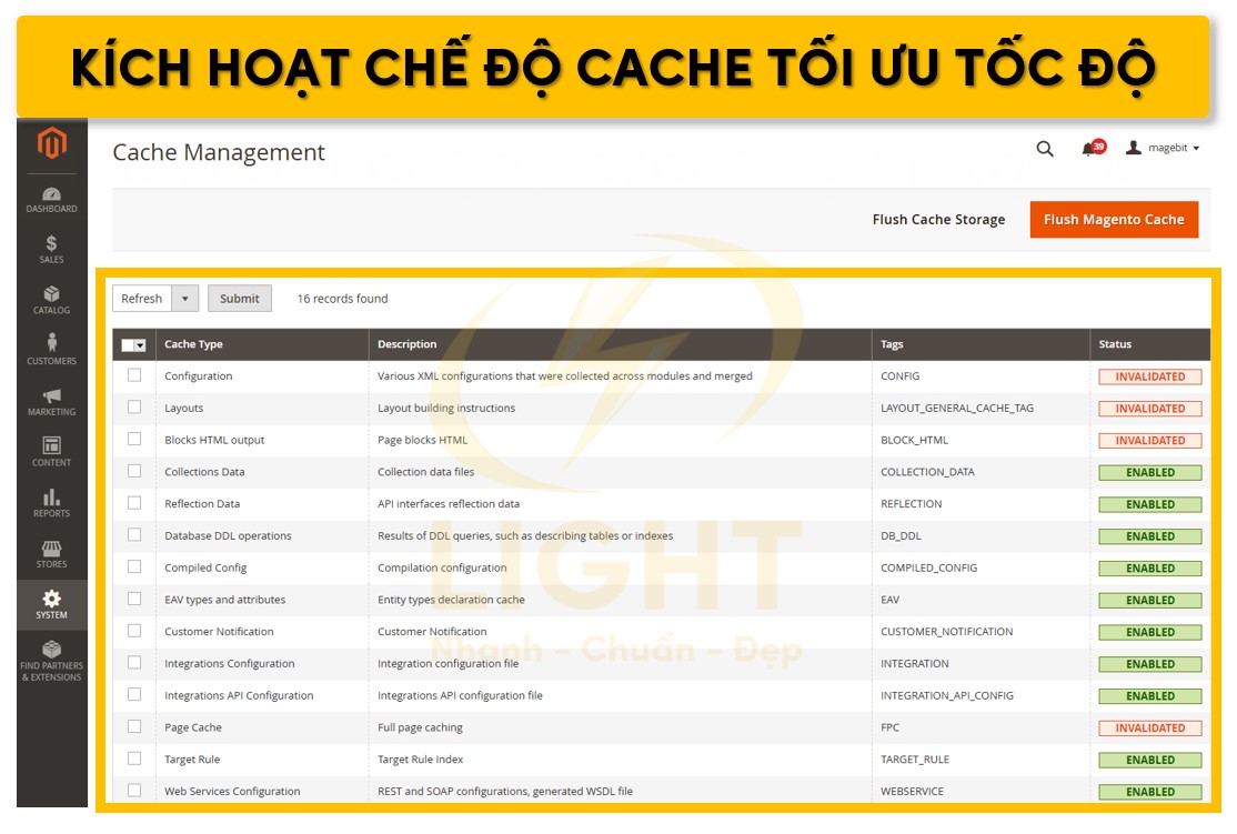 Tùy chỉnh cache nhắm tối ưu tốc độ
