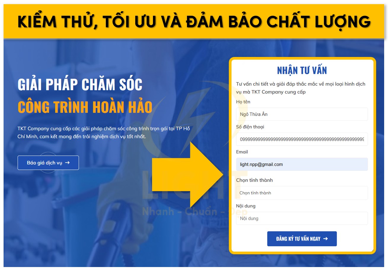 Kiểm tra và tối ưu hóa để đảm bảo chất lượng của trang
