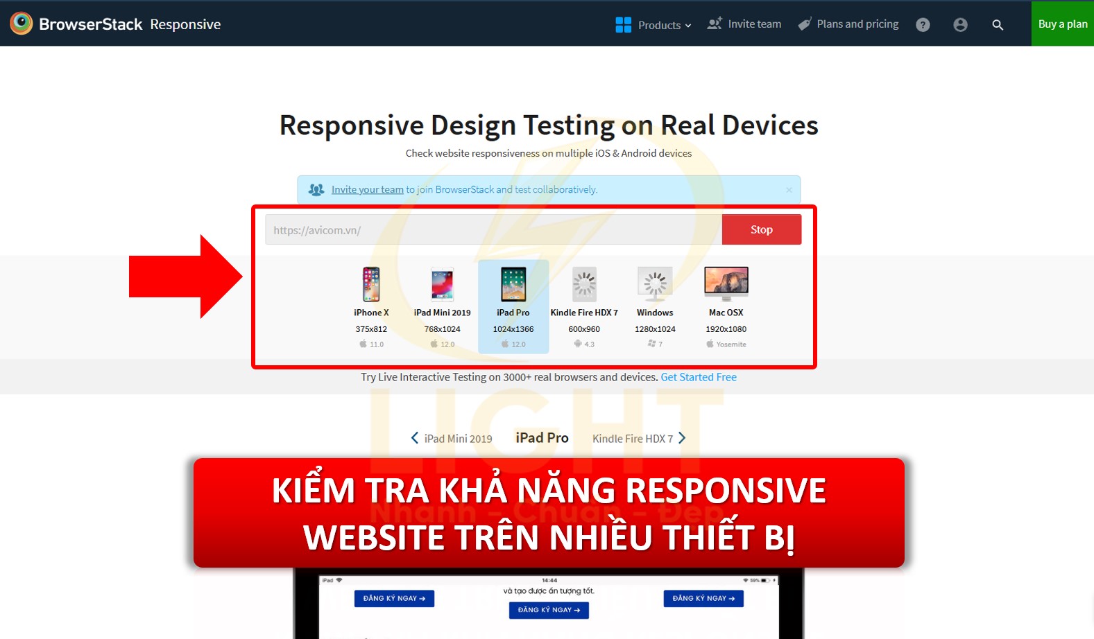 Kiểm tra responsive website trên nhiều thiết bị