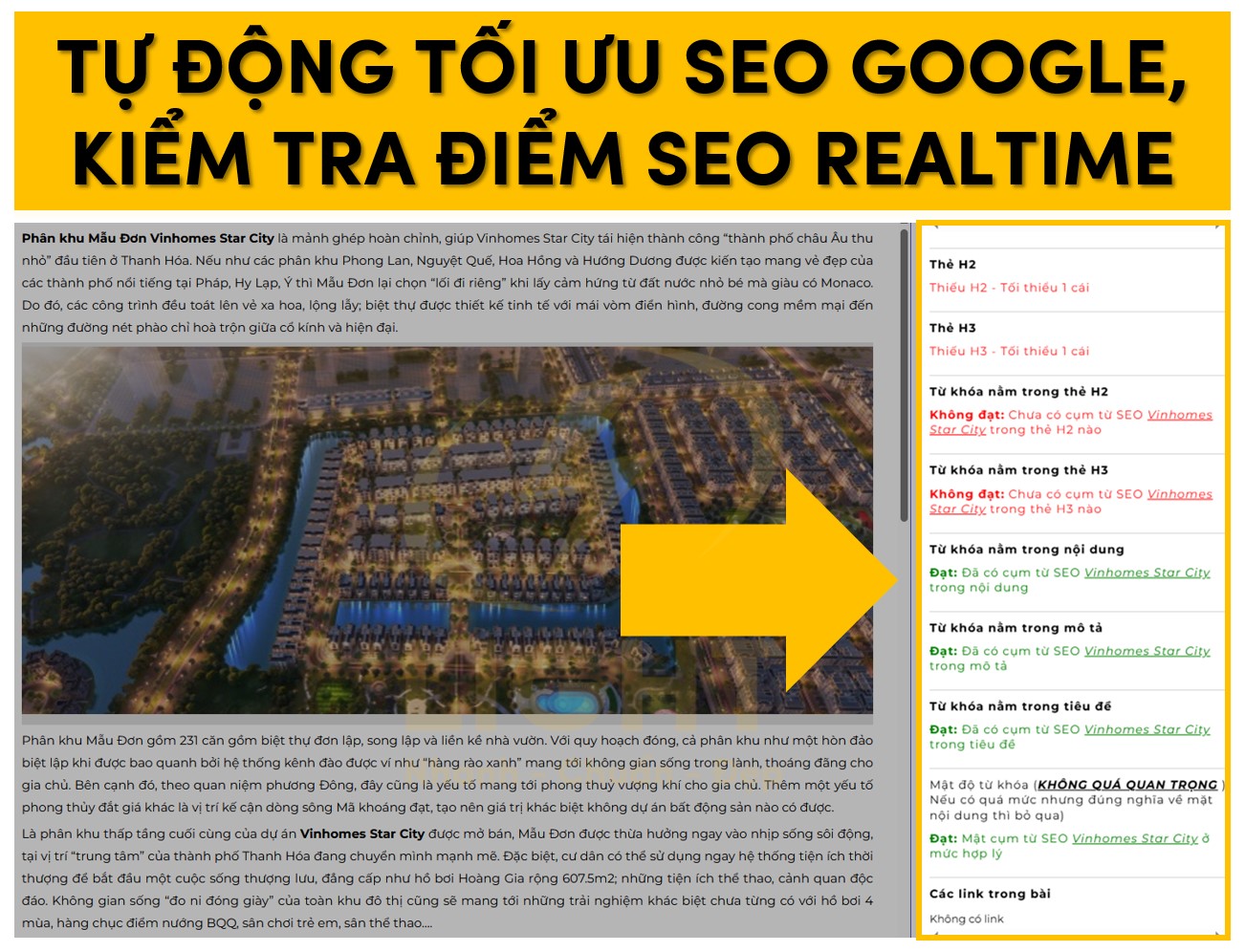 Tự động tối ưu SEO theo chuẩn Google và kiểm tra SEO Realtime