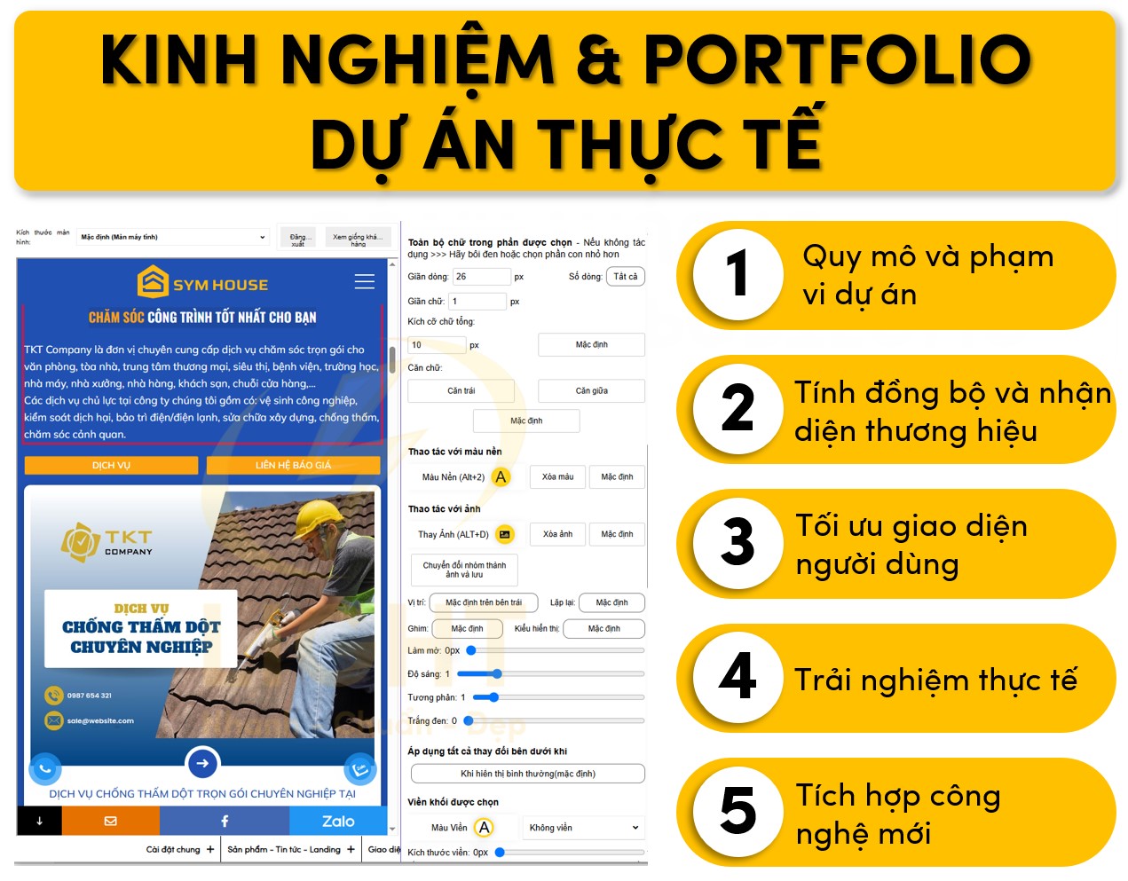 Có kinh nghiệm và portfolio dự án thực tế