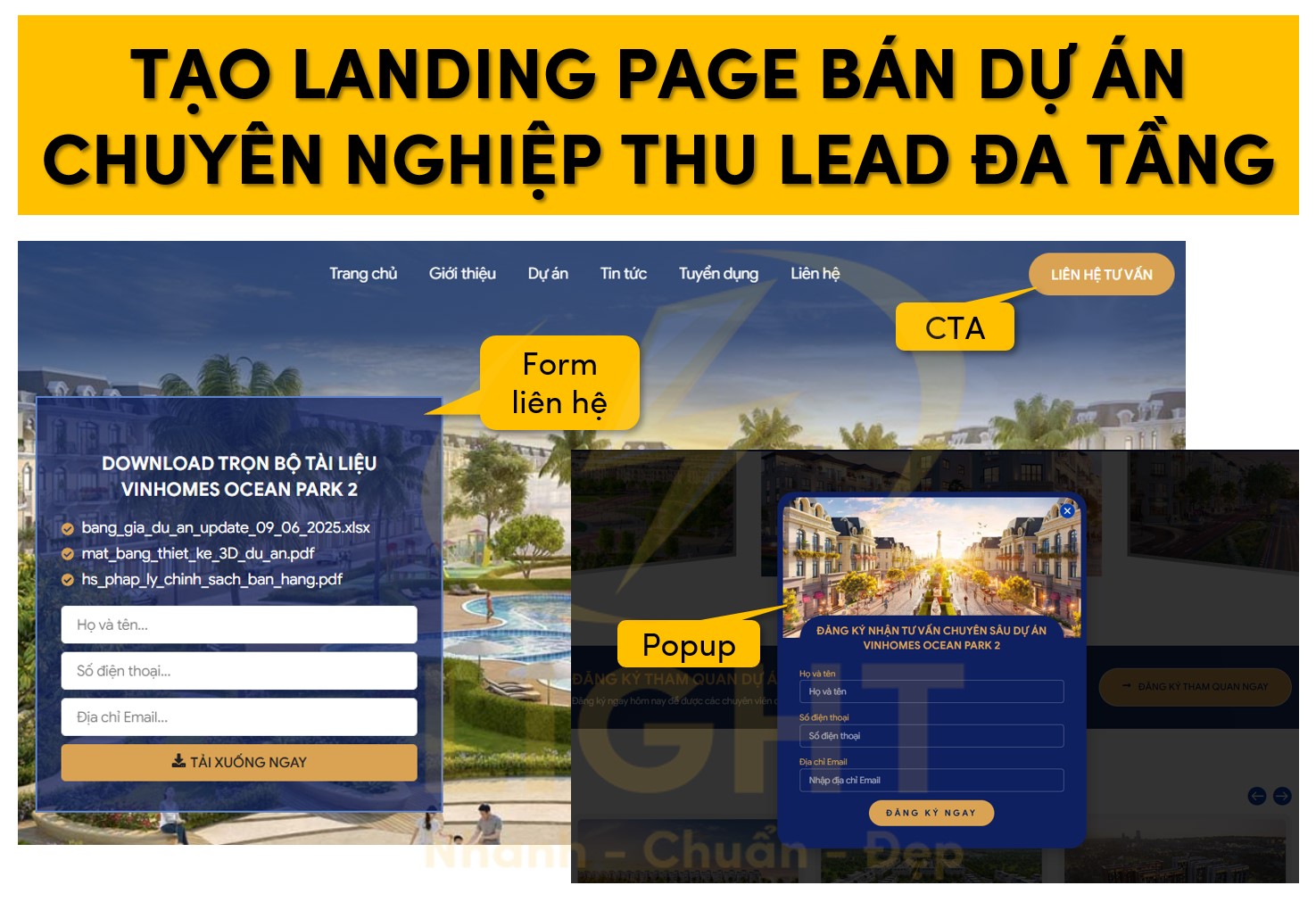 Tạo Landing Page bán dự án chuyên nghiệp thu lead đa tầng\