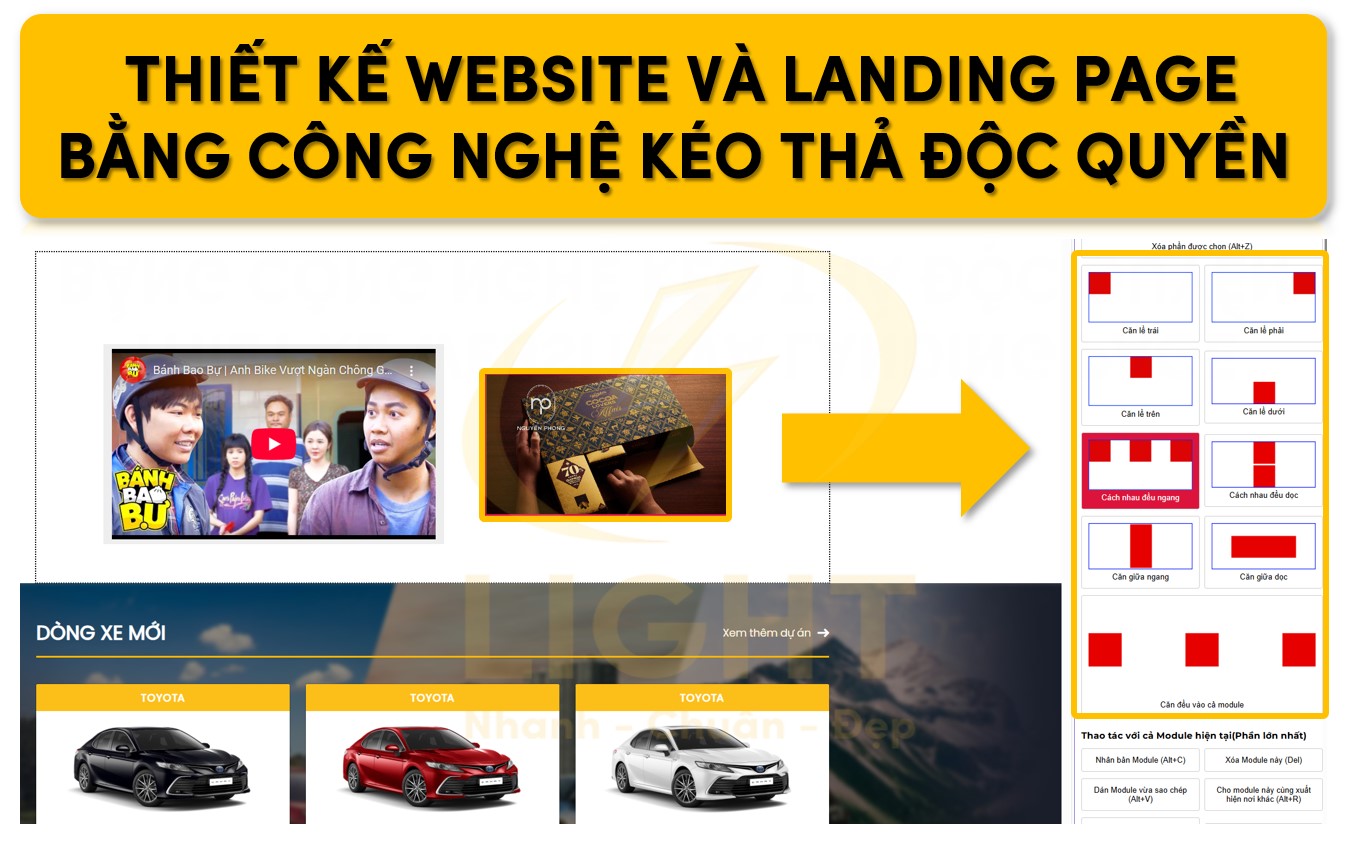 Thiết kế website và landing page sử dụng công nghệ kéo thả độc quyền