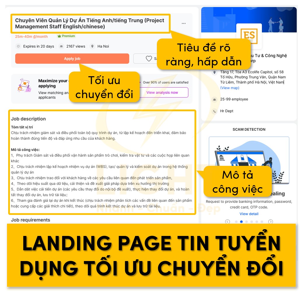 Sử dụng landing page để tối ưu khả năng chuyển đổi khi tuyển dụng
