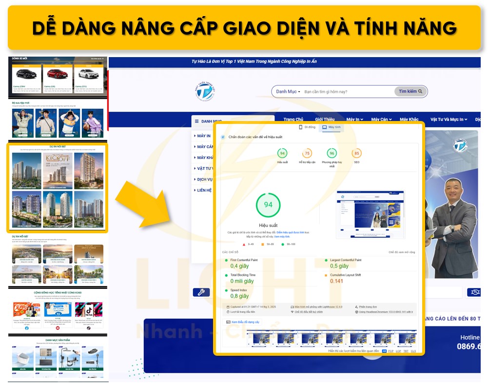Light dễ dàng nâng cấp giao diện và tính năng