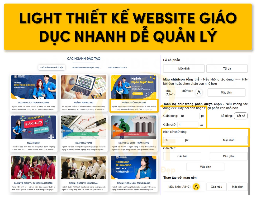 Light thiết kế website giáo dục nhanh dễ quản lý