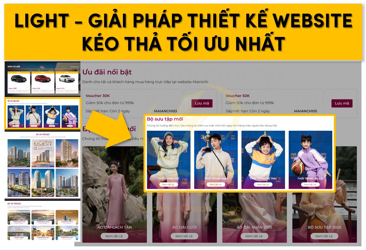 Light cung cấp giải pháp thiết kế website kéo thả ưu việt nhất