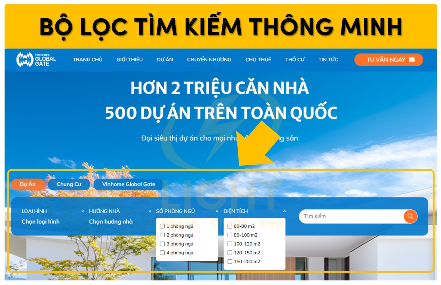 Tích hợp bộ lọc và tìm kiếm thông minh trên trang
