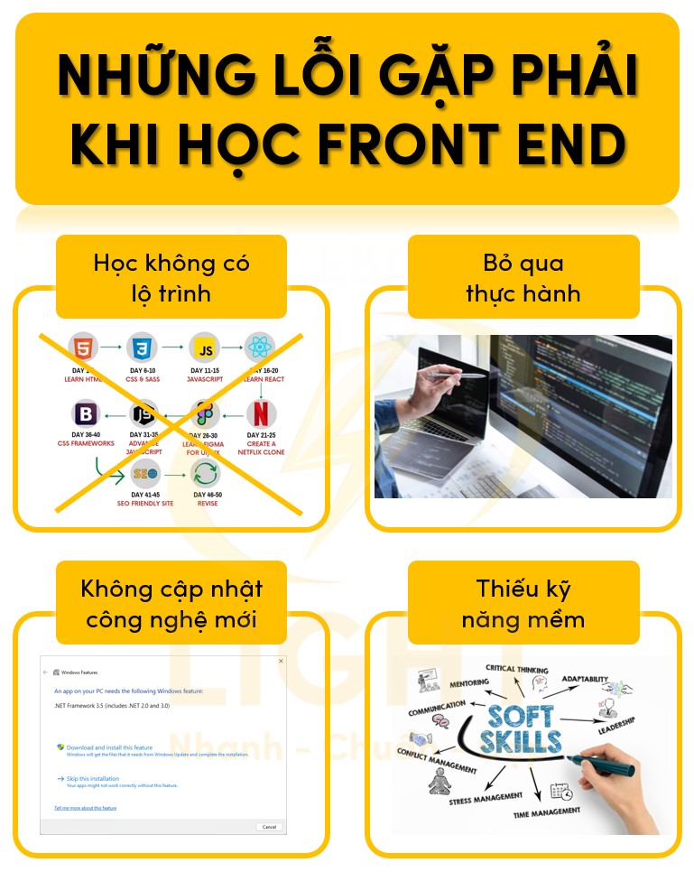 Những lỗi gặp phải khi học front end