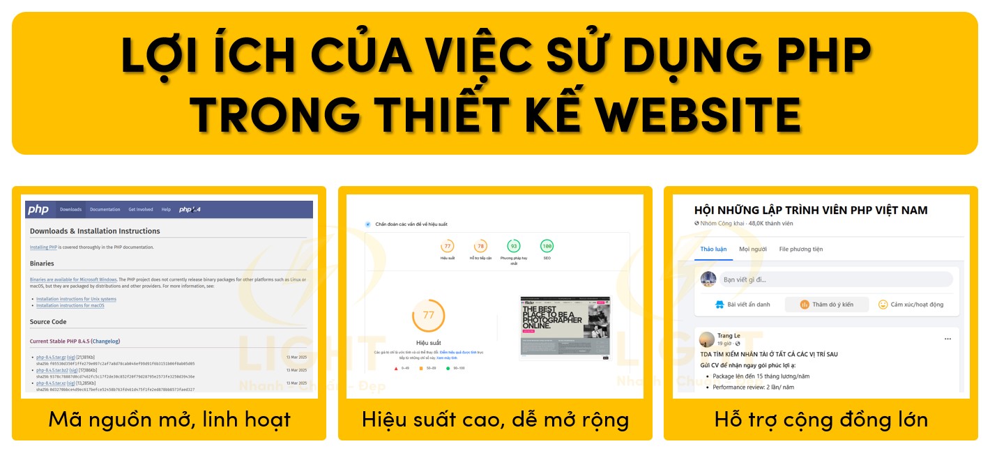 Một số điểm mạnh của việc sử dụng PHP trong thiết kế website