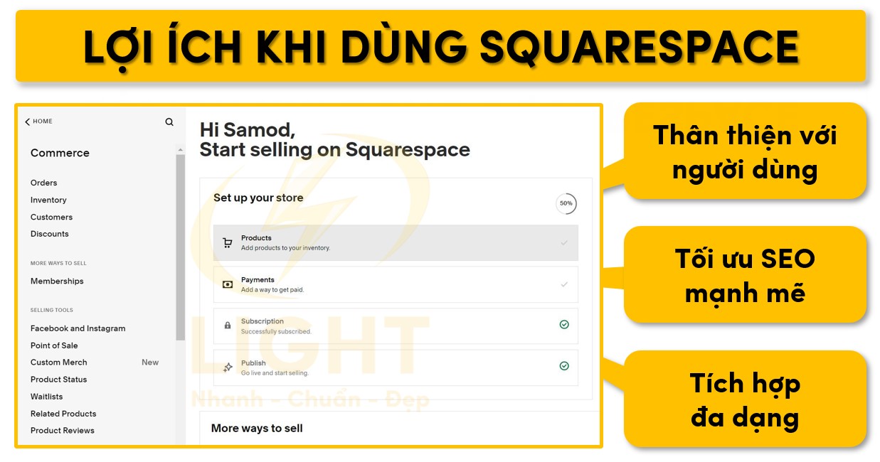 Một số điểm mạnh khi dùng Squarespace