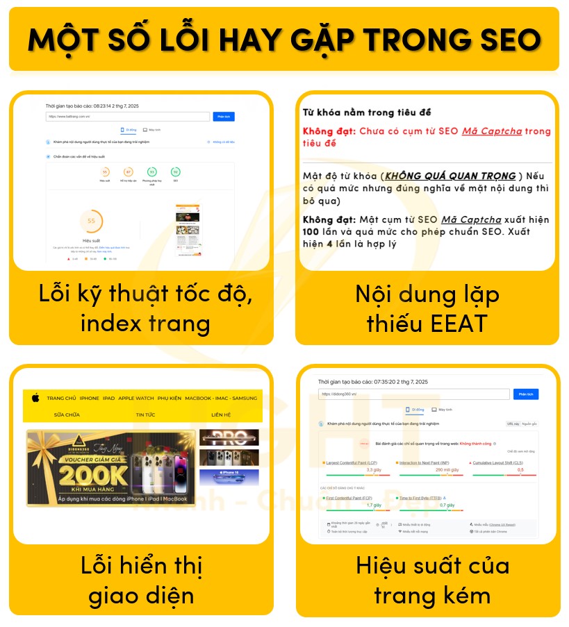 Một số lỗi hay gặp khi thiết kế website chuẩn SEO