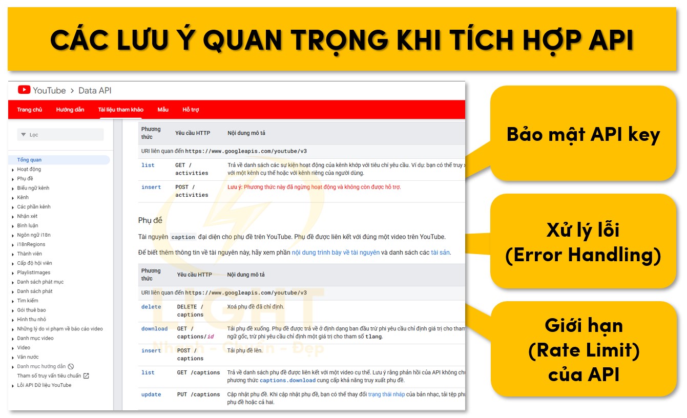 Các lưu ý quan trọng khi tích hợp API