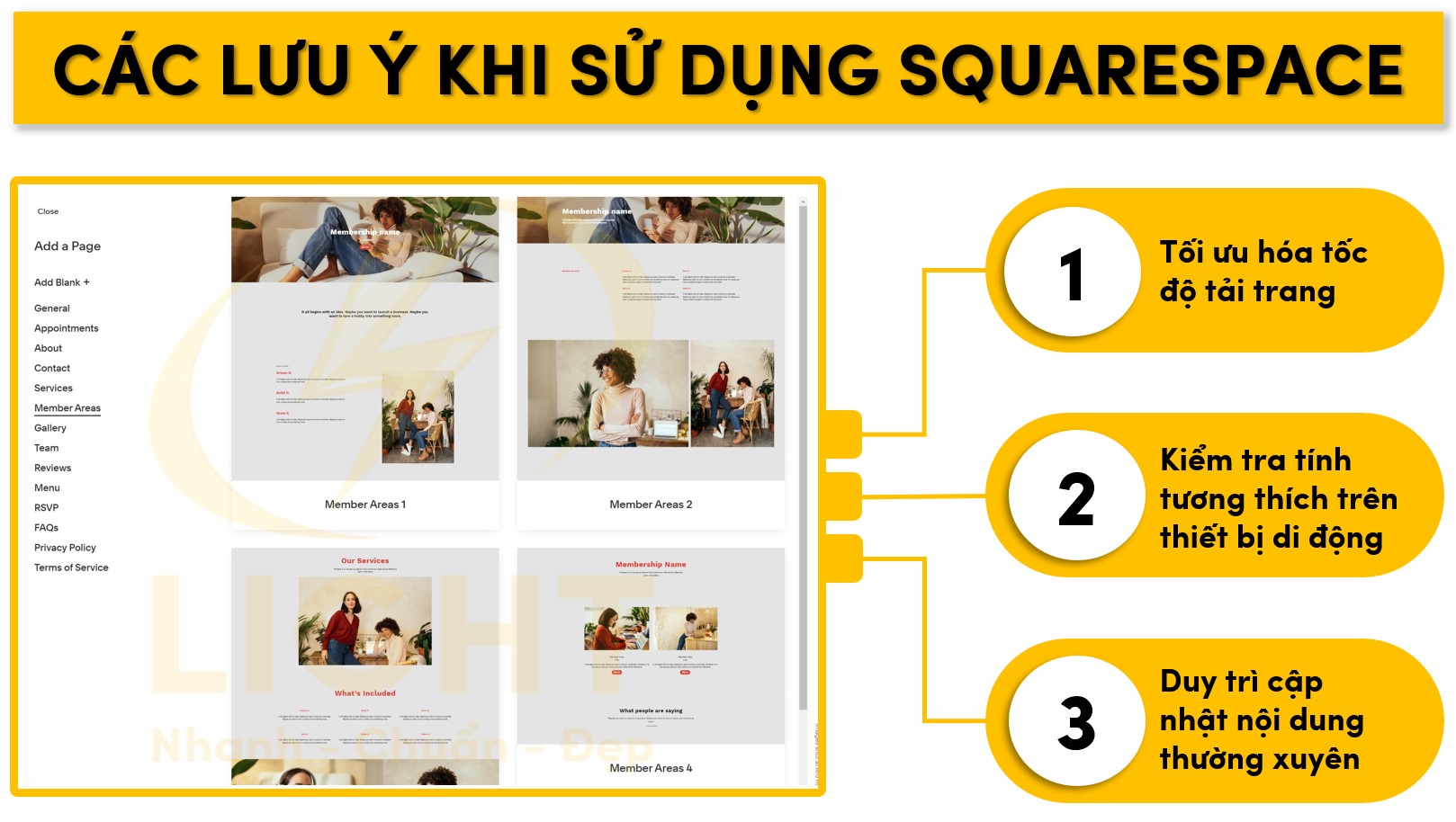 Một số mjeo khi sử dụng Squarespace