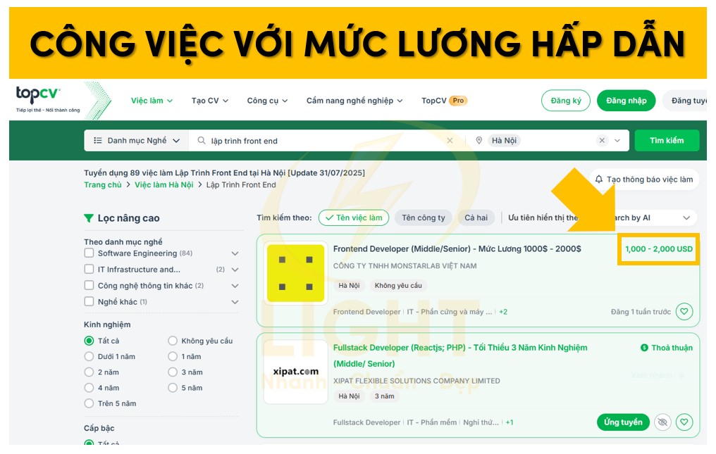 Học Front End để sở hữu mức lương hấp dẫn