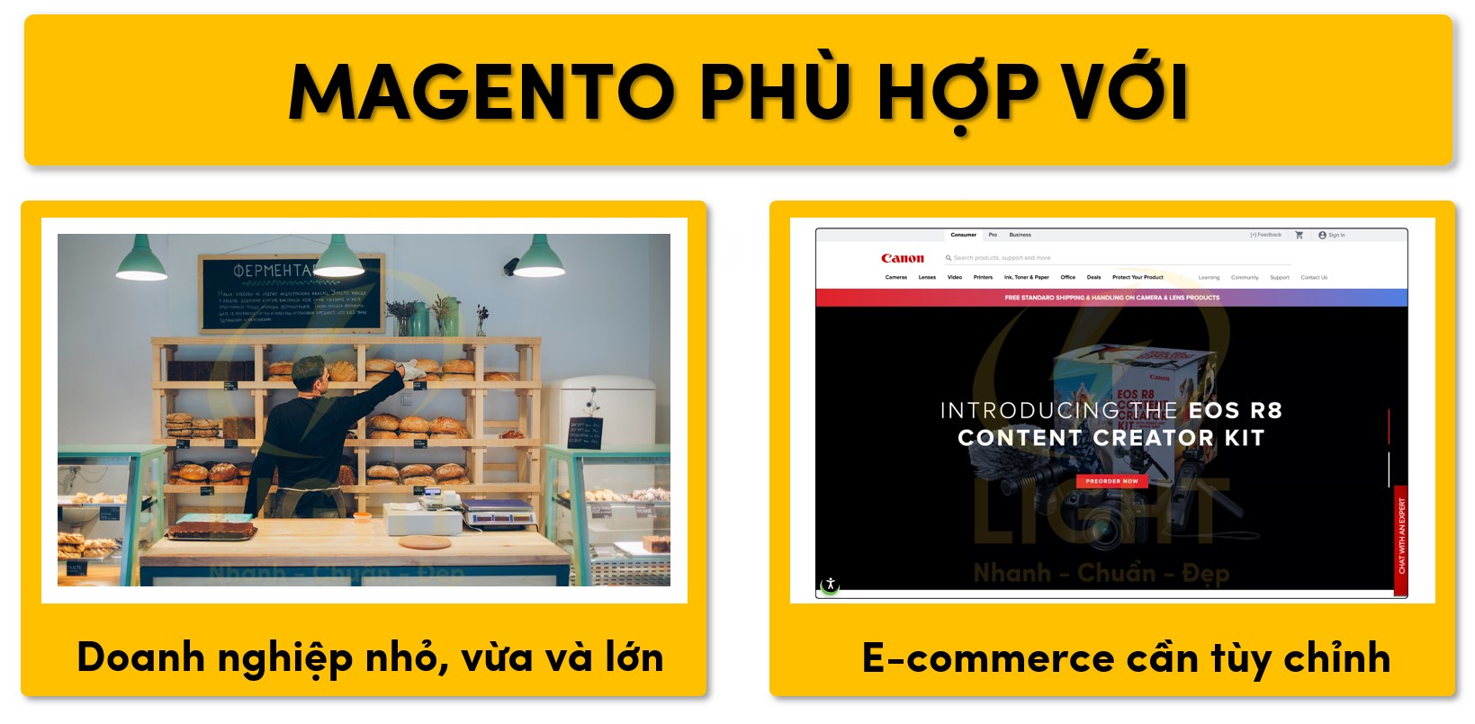Magento phù hợp với nhiều loại hình doanh nghiệp và mô hình thương mại điện tử lớn
