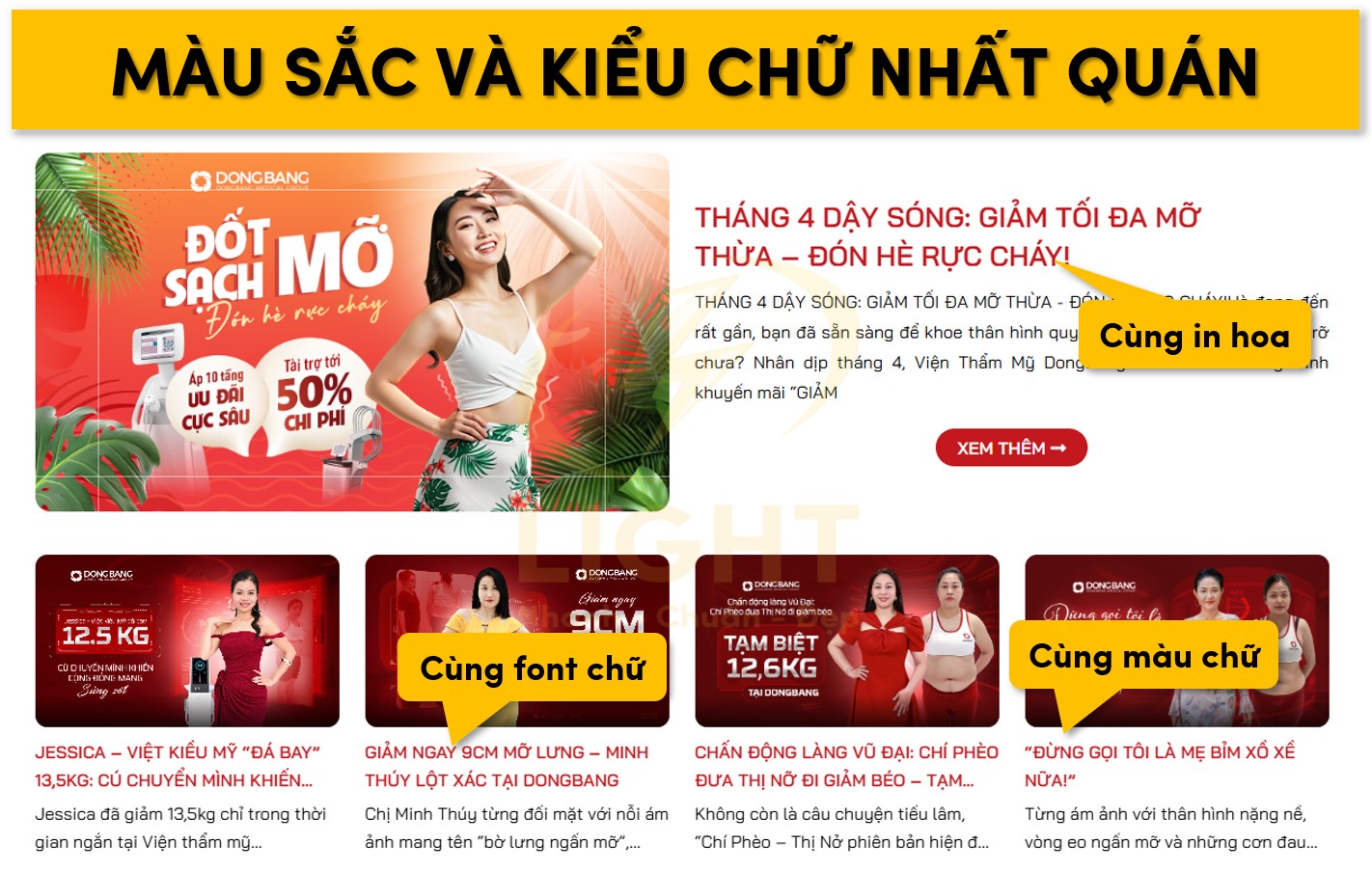 Điều chỉnh màu sắc và kiểu chữ nhất quán