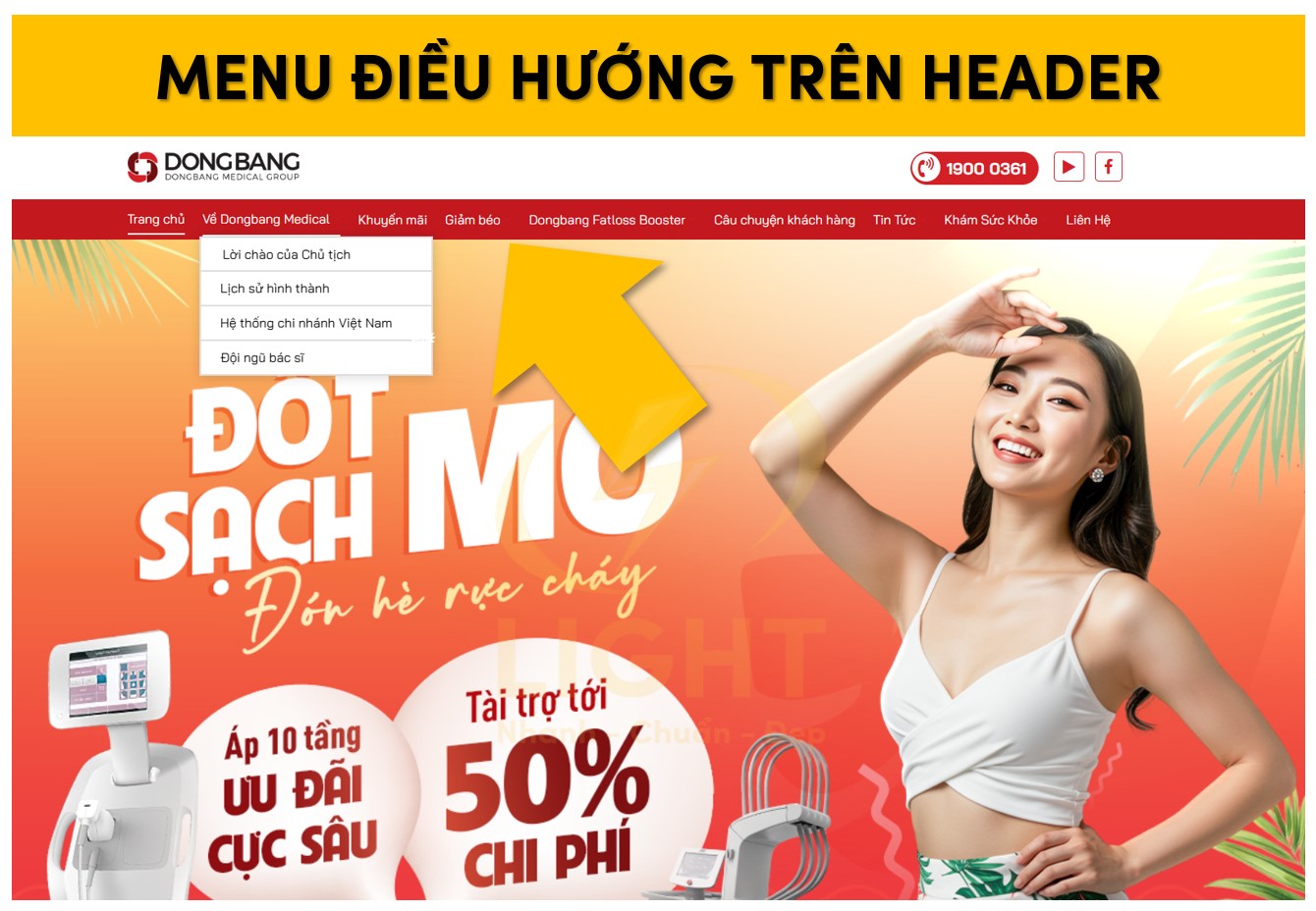 Menu điều hướng trên Header