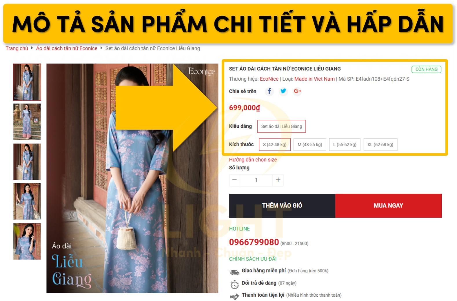 Mô tả sản phẩm rõ ràng và chi tiết