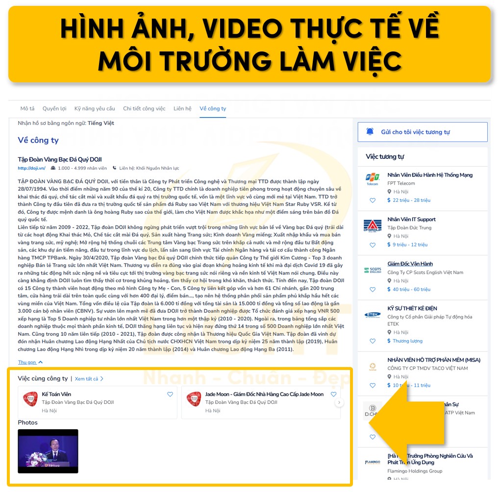 Hình ảnh, video thực tế nơi làm việc