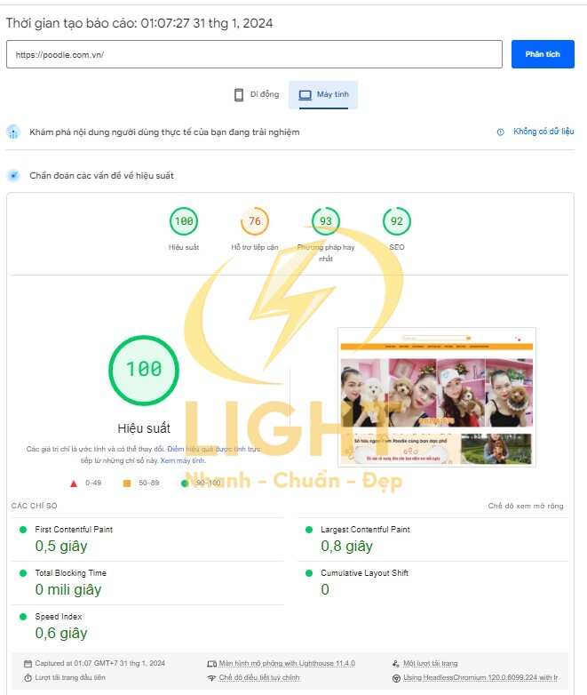 Một trang web bán thú cưng do LIGHT cung cấp