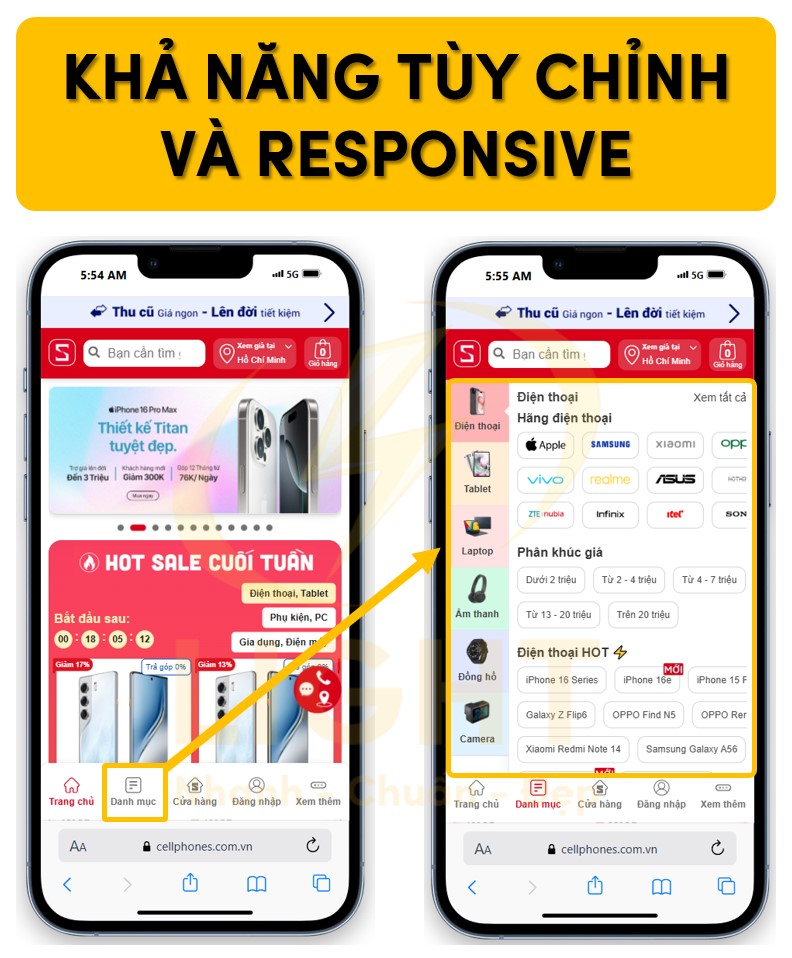 Kiểm tra khả năng tùy chỉnh và thích ứng của Navigation Bar