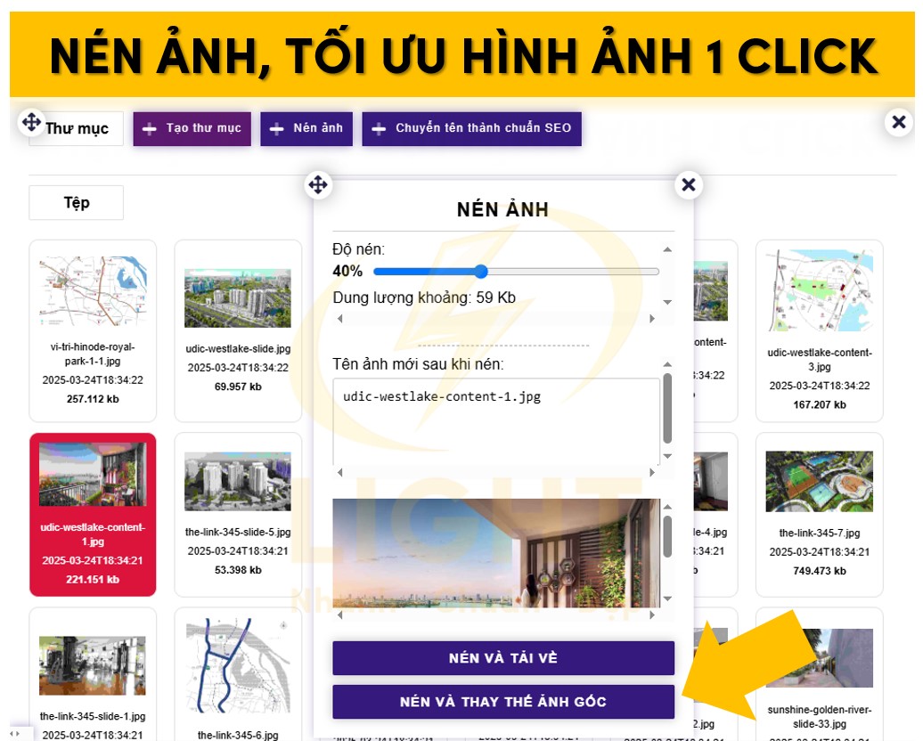 Nén ảnh và thay thế ngay vào ảnh gốc chỉ nhờ một cú nhấp chuột
