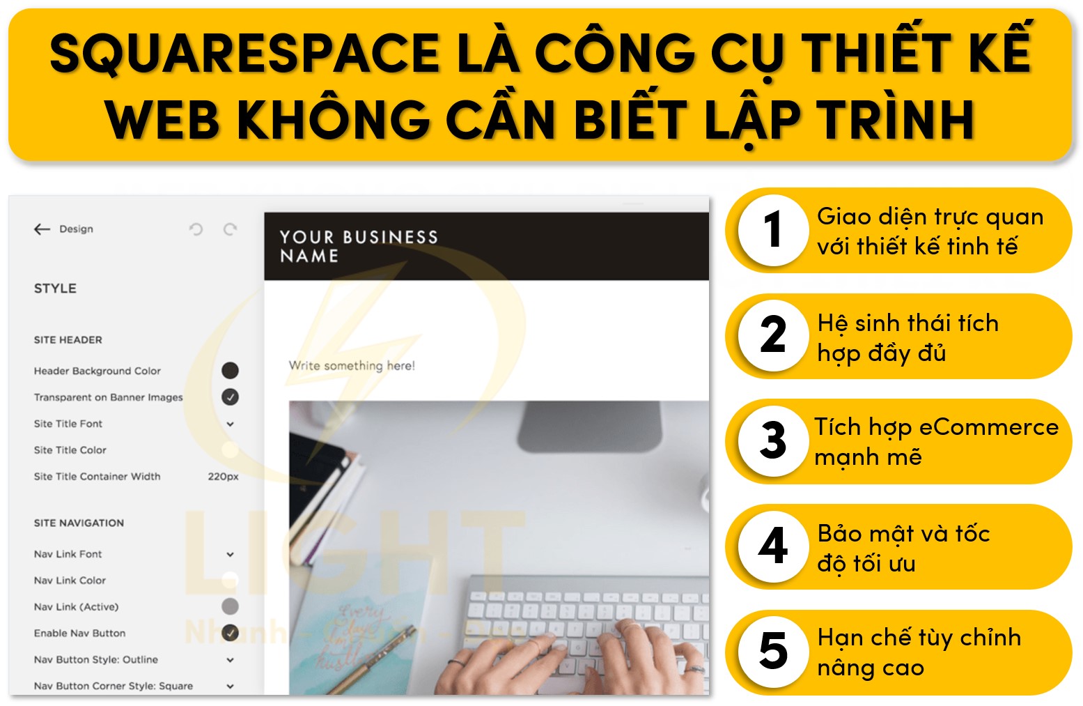 Nền tảng Squarespace là công cụ thiết kế web không cần biết code