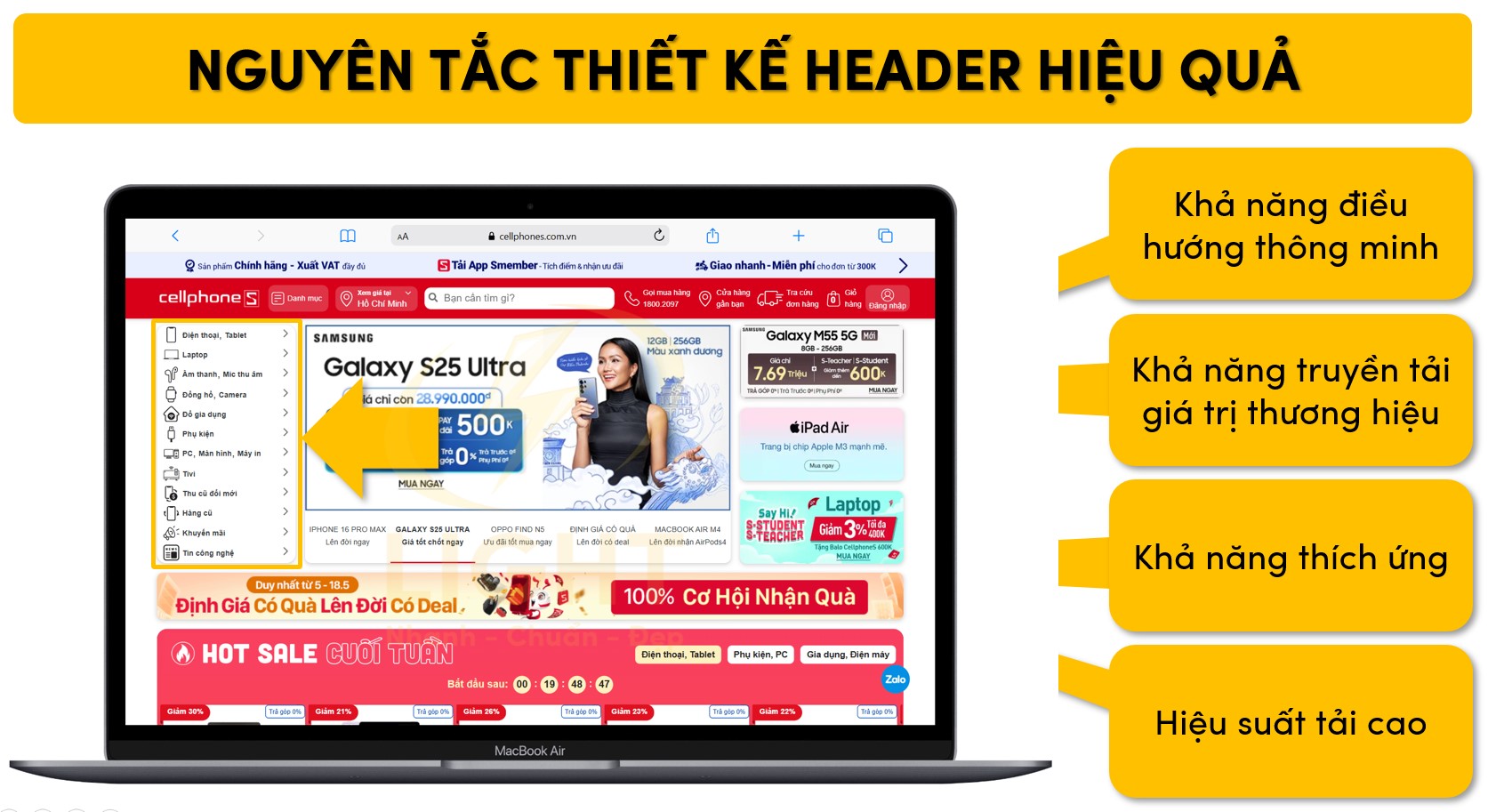 Một số nguyên tắc thiết kế header hay sử dụng và hiệu quả