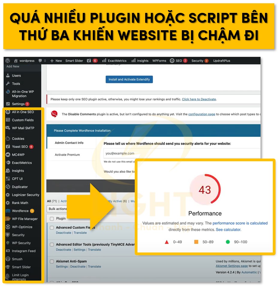 Quá nhiều plugin hoặc script bên thứ ba