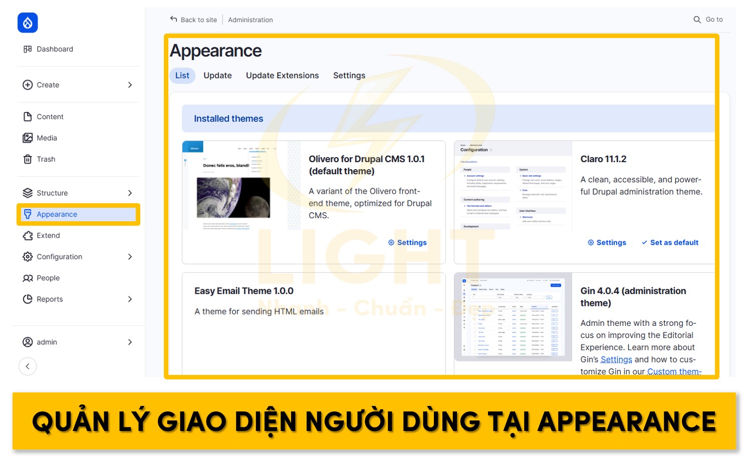 Tùy chỉnh giao diện người dùng tại Appearance