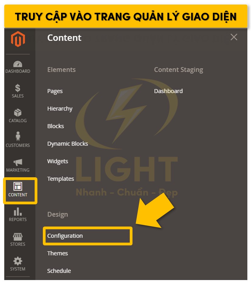 Truy cập vào mục quản lý giao diện