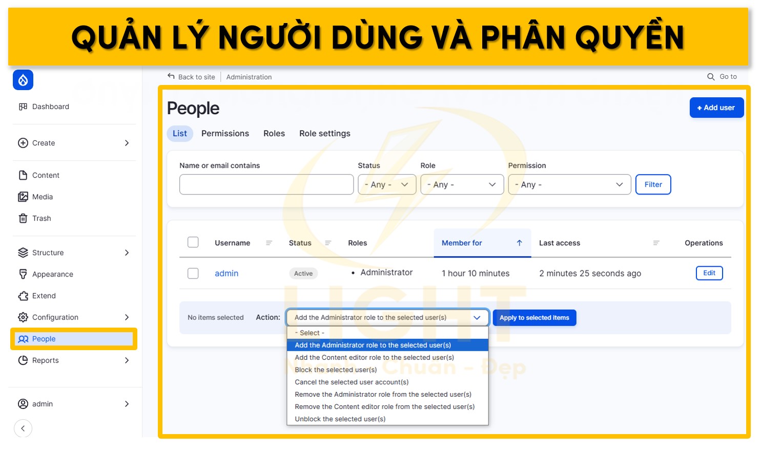 Phân quyền và quản lý người dùng