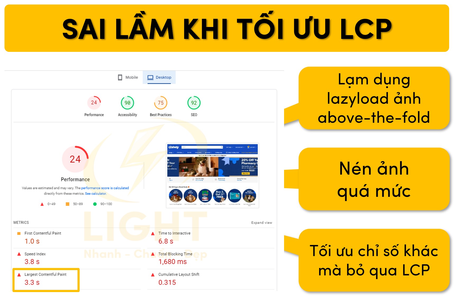 Một số sai lầm hay gặp khi tối ưu LCP