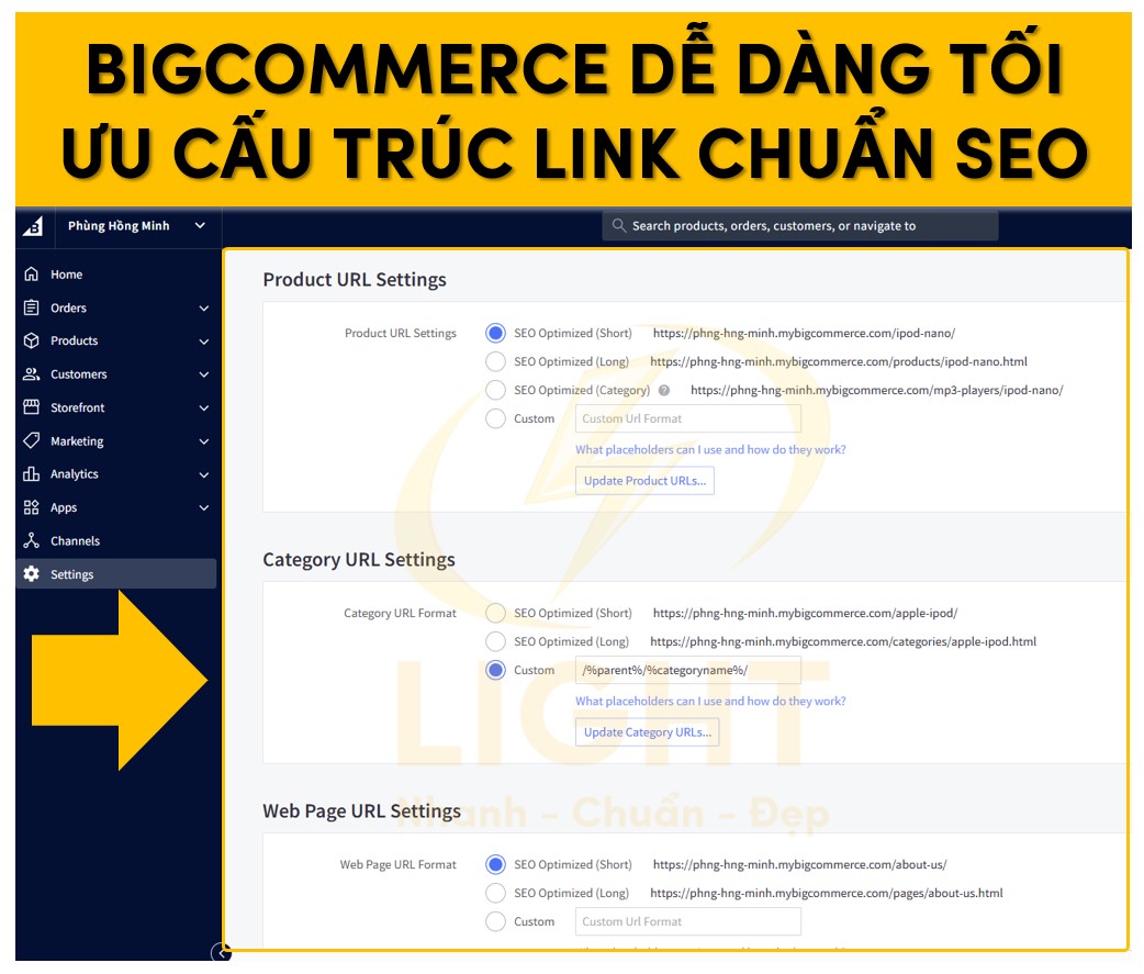 BigCommerce tối ưu link chuẩn SEO một cách dễ dàng