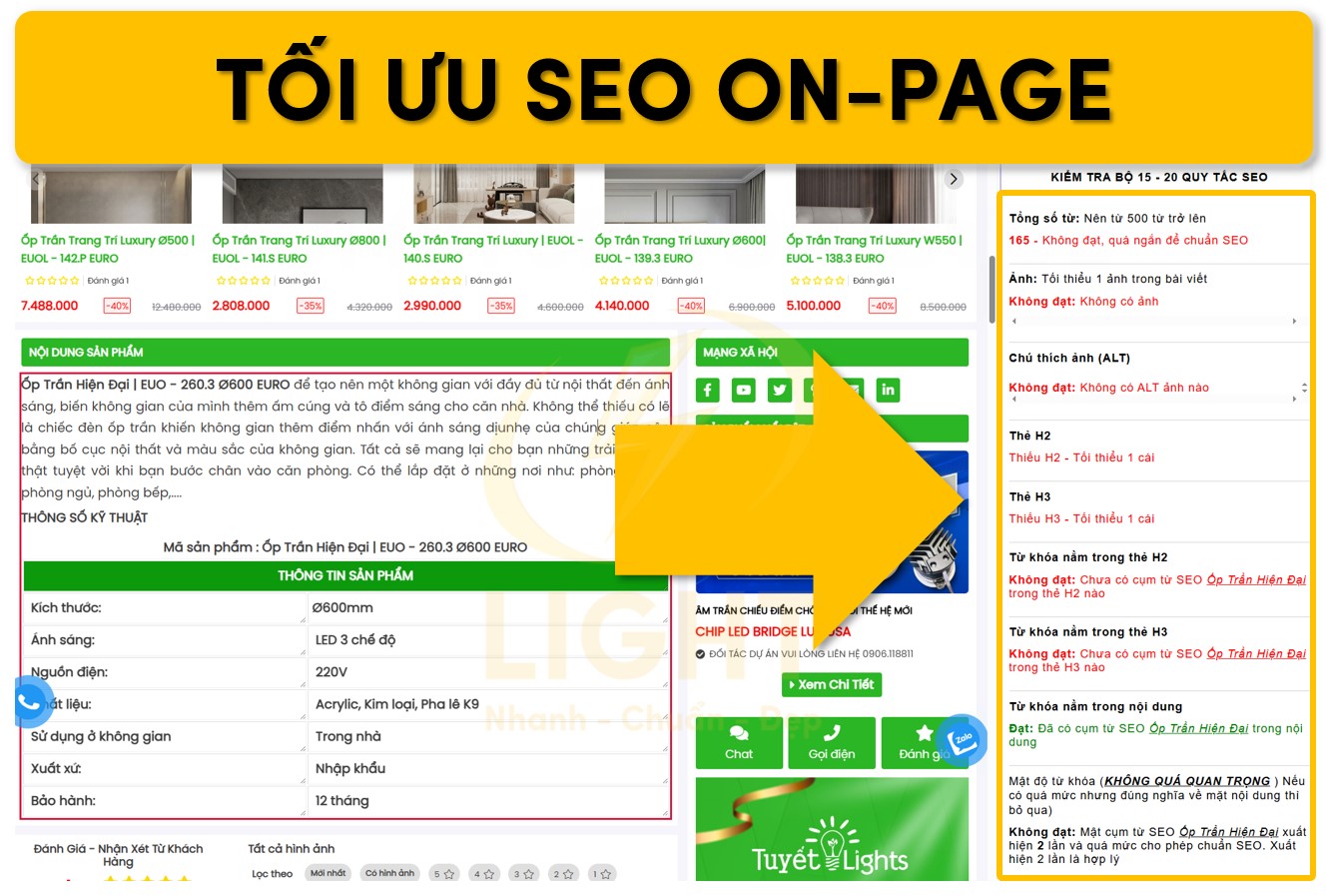 Chưa tối ưu SEO onpage