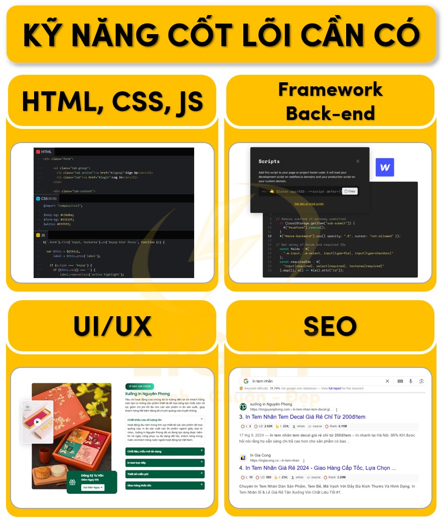 Các kỹ năng chính cần có