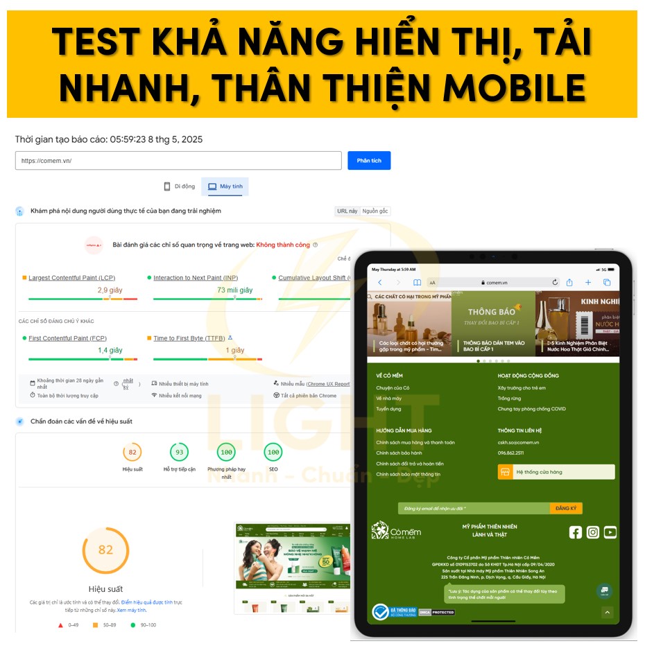 Kiểm tra khả năng hiển thị và tốc độ website