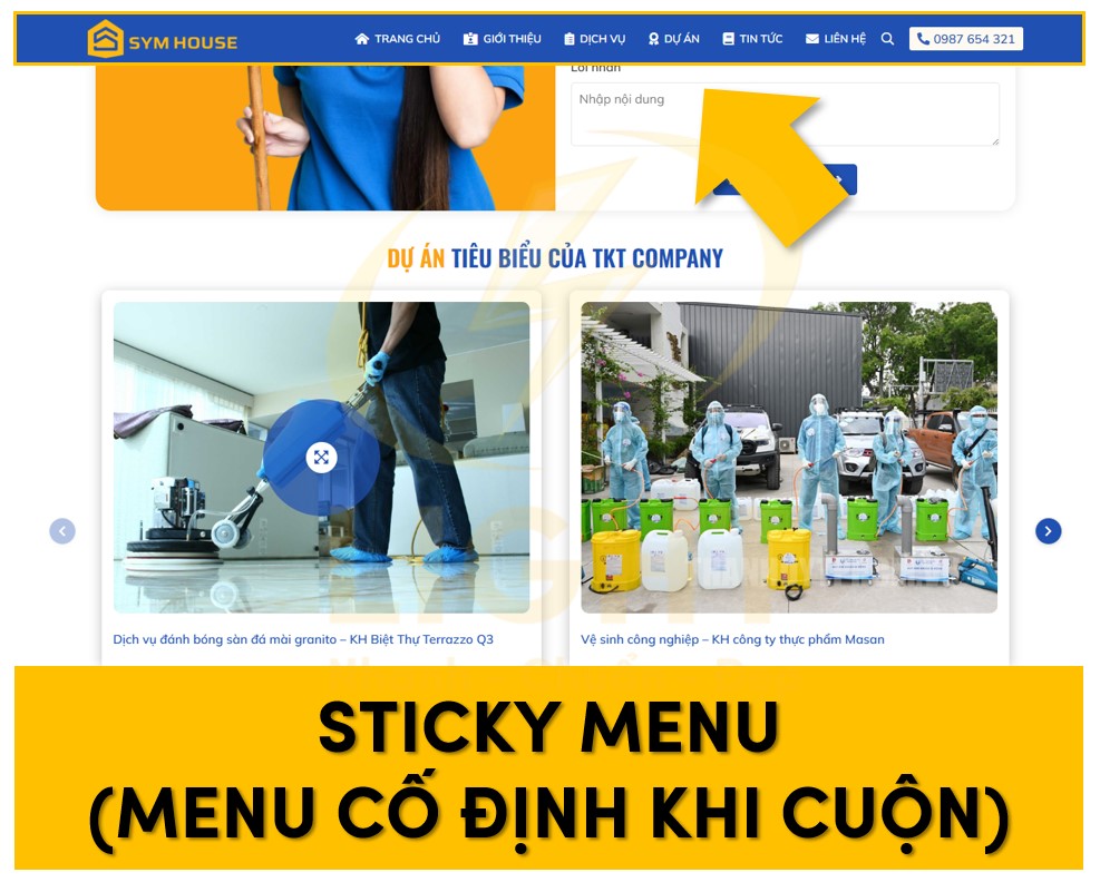 Sticky menu là dạng menu được ghim trên trang khi cuộn