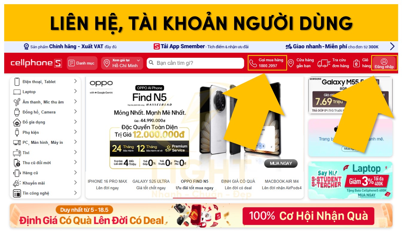 Tích hợp tài khoản người dùng và liên hệ trên trang
