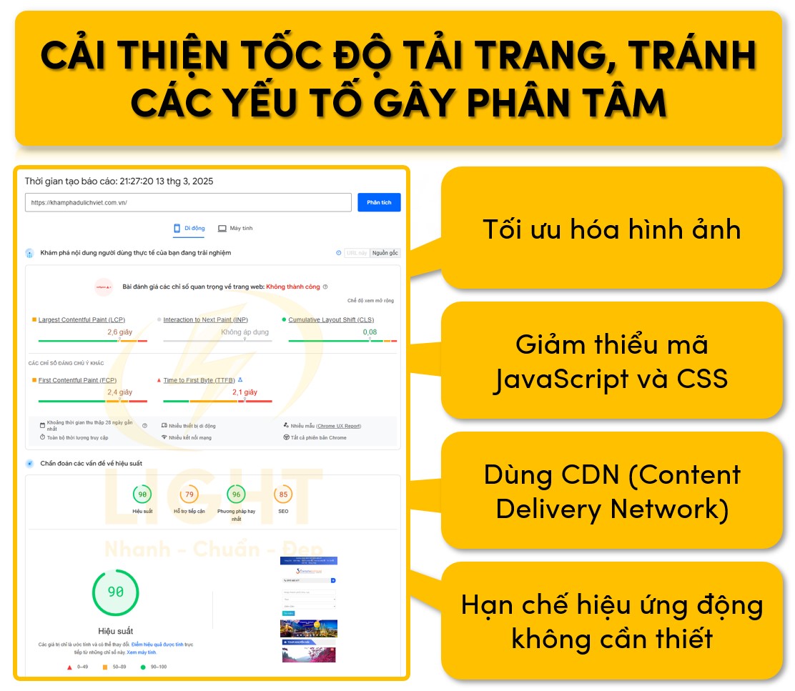 Tăng tốc độ trang và loại bỏ các yếu tố gây phân tâm