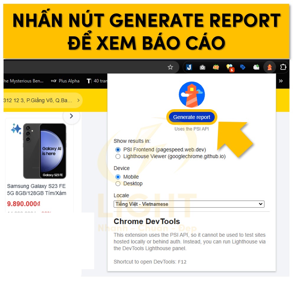 Nhấn nút Generate Report.