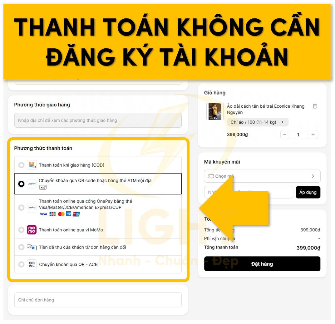 Thanh toán không cần đăng ký tài khoản