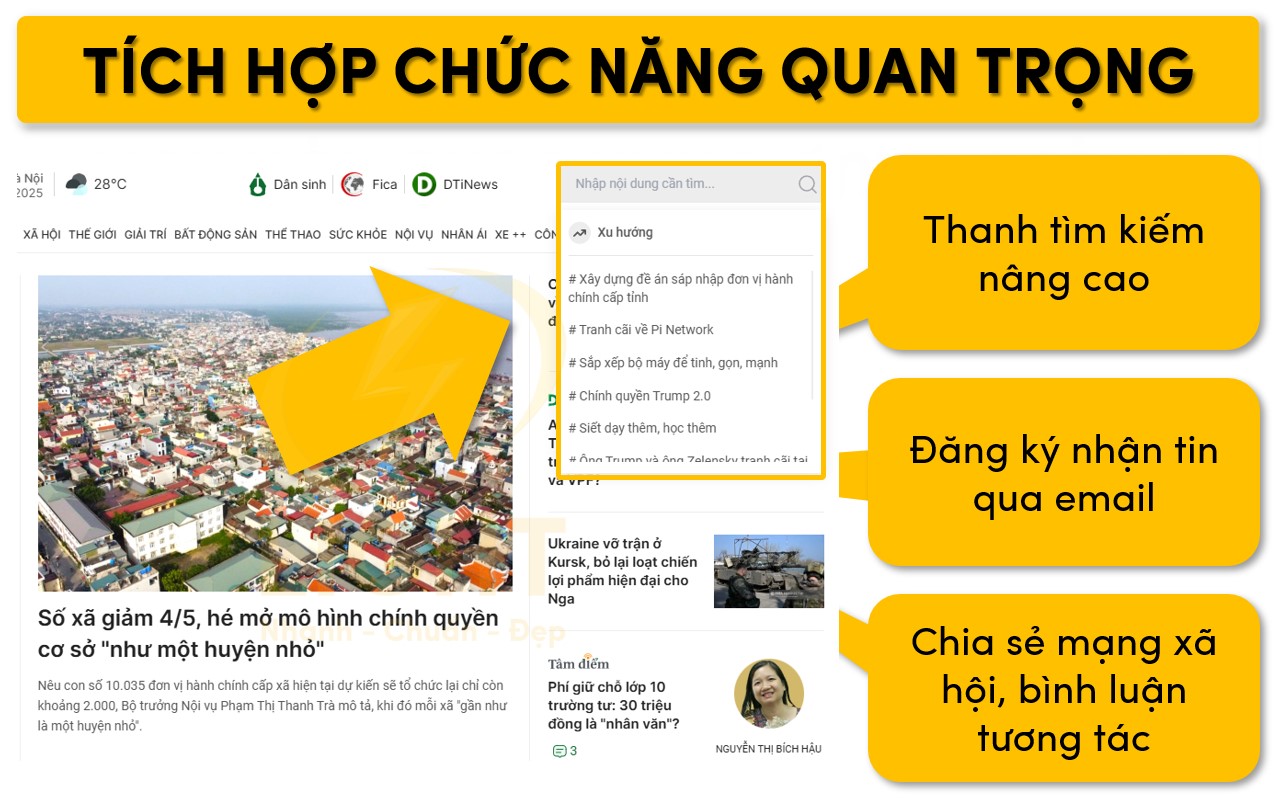 Thêm các tính năng quan trọng cho website tin tức