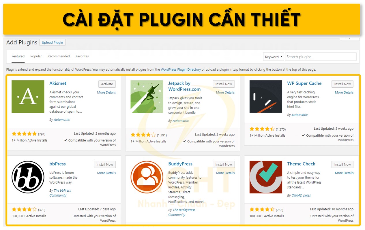 Cài đặt plugin cần thiết trên Wordpress