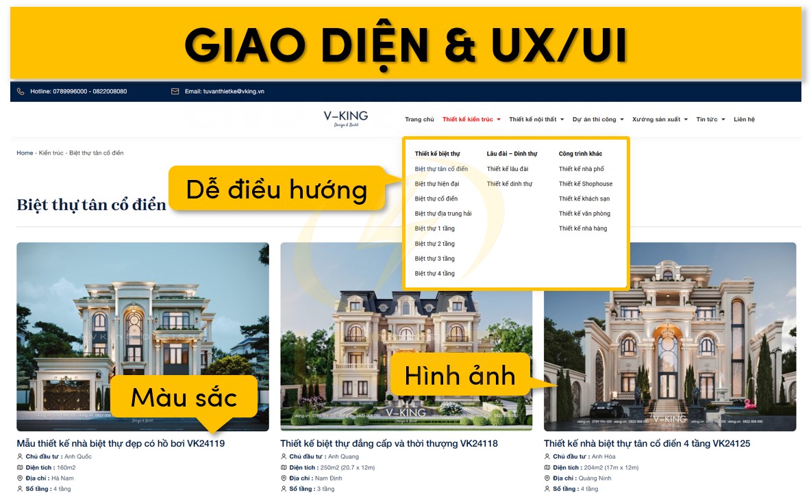 Giao diện và trải nghiệm người dùng trên trang