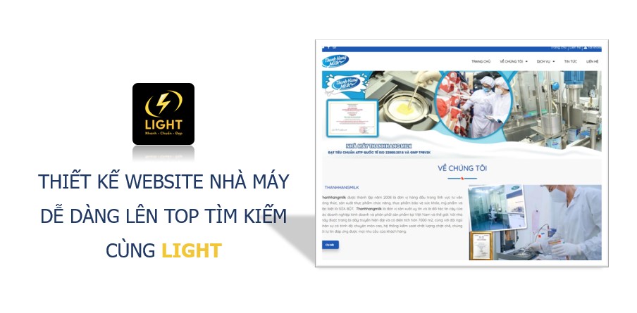 Thiết kế website nhà máy dễ dàng lên TOP nhờ tính năng chuẩn SEO của web LIGHT