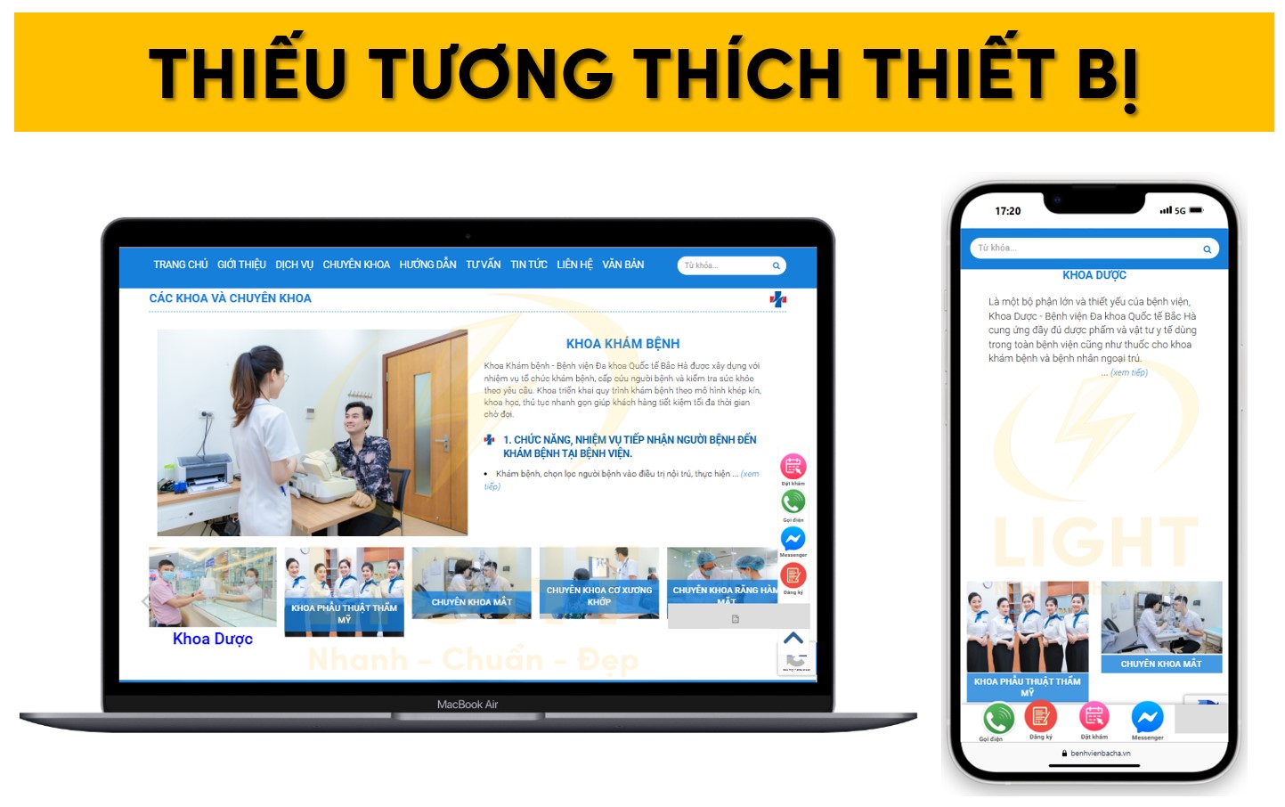 Homepage thiếu tương thích trên các thiết bị