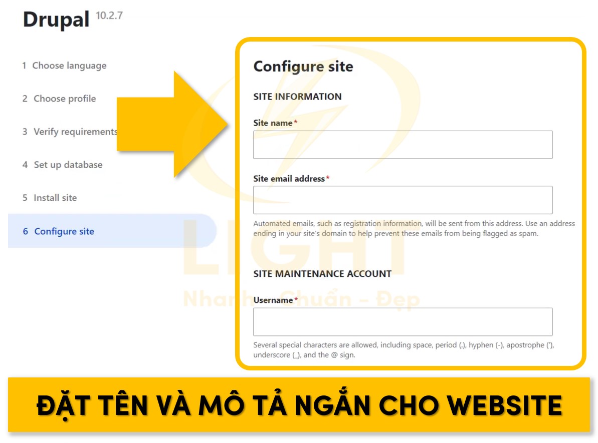 Thêm tên và mô tả ngắn cho website