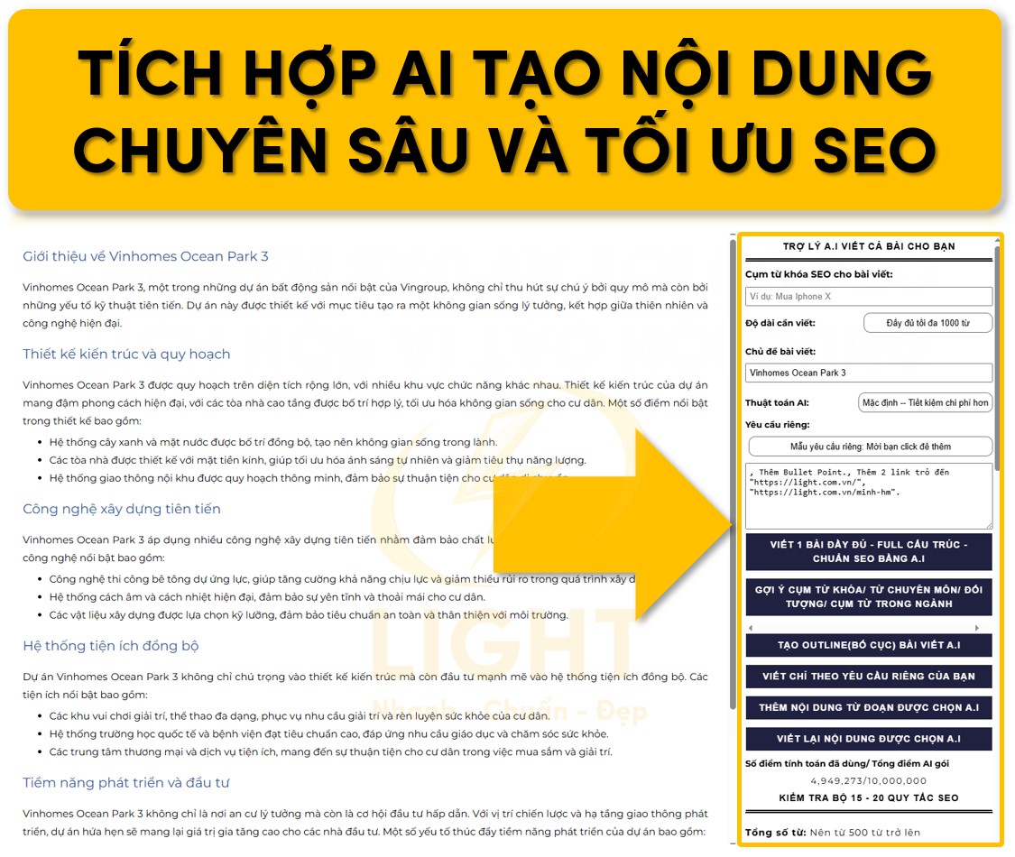 Cung cấp AI hỗ trợ sản xuất nội dung chuyên sâu và tối ưu chuẩn SEO